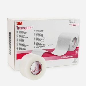 TORINOMED - Cerotto ipoallergenico e senza lattice 3M Transpore, h 2.5 cm x 9,14m, cf 12 rotoli