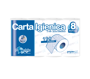 Carta igienica rotolo 2 veli, 190 strappi 8 rotoli - TORINOMED