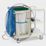 TORINOMED - Sacco per carrelli lavanderia in tessuto sintetico bianco con striscia gialla.