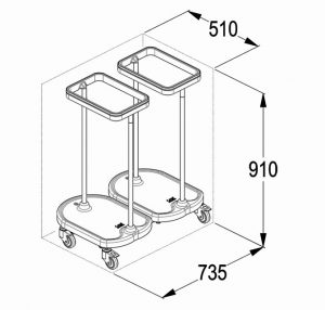 Carrello da biancheria con apertura a pedale, 2 sacchi. - immagine 4