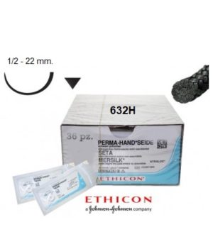 SETA 3/0 - 632H - ETHICON intrecciata - 1/2 Ago X-1  22 mm. - 45 cm. filo - Conf. 36 pz.
