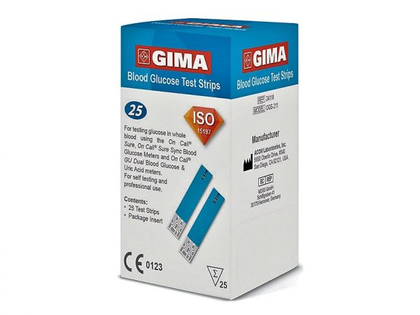 TORINOMED - Strisce glucosio per glucometro GIMA. Confezione da 25 strisce.