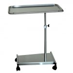 TORINOMED - TAVOLO MAYO - piantana inox Vassoio acciaio inox estraibile, piantana acciaio inox AISI 304 con 4 ruote (50 mm).