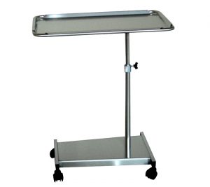 TORINOMED - TAVOLO MAYO - piantana inox Vassoio acciaio inox estraibile, piantana acciaio inox AISI 304 con 4 ruote (50 mm).