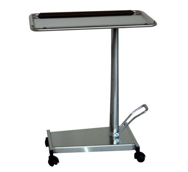 TORINOMED - TAVOLO MAYO - piantana inox e pompa Vassoio acciaio inox estraibile, piantana acciaio inox AISI 304 con 4 ruote (50 mm).