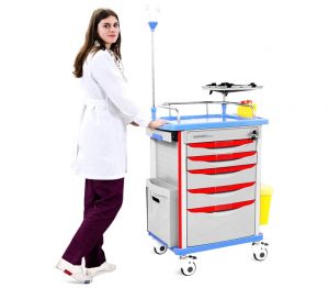 CARRELLO EMERGENZA NEO Carrello emergenza ad alta resistenza, dimensioni 75 x 47,5 x 92 cm. con 5 cassetti.