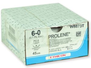 PROLENE 6/0 – W8873T – ETHICON monofilamento – 3/8 - ago: PC-3 Prime 16 mm. - 45 cm. filo – conf. 24 pz.