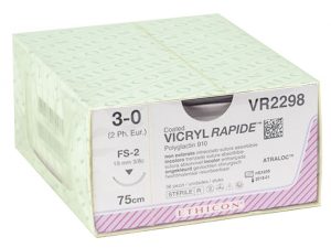VICRYL RAPIDE 3/0 – VR2298 – ETHICON intrecciata – 3/8 Ago FS-2 19 mm. – 75 cm. filo – Conf. 36 pz.