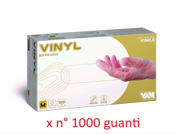 GUANTO MONOUSO IN VINILE NON STERILE – 4,5 GR. TRASPARENTE – AQL 1 - 1000 pezzi - Torinomed